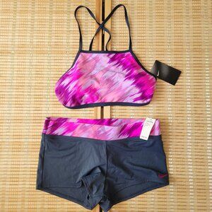 NWT NIKE Women's 2 Piece Tie-Dye Sports Bra Shorts Swimsuit